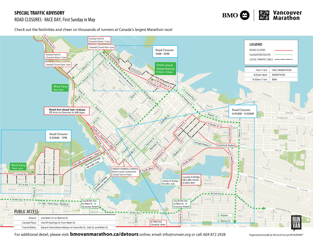 Road Closures | BMO Vancouver Marathon